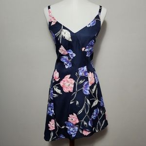 Emerald Sundae floral tafetta assymetric mini cocktail dress size large